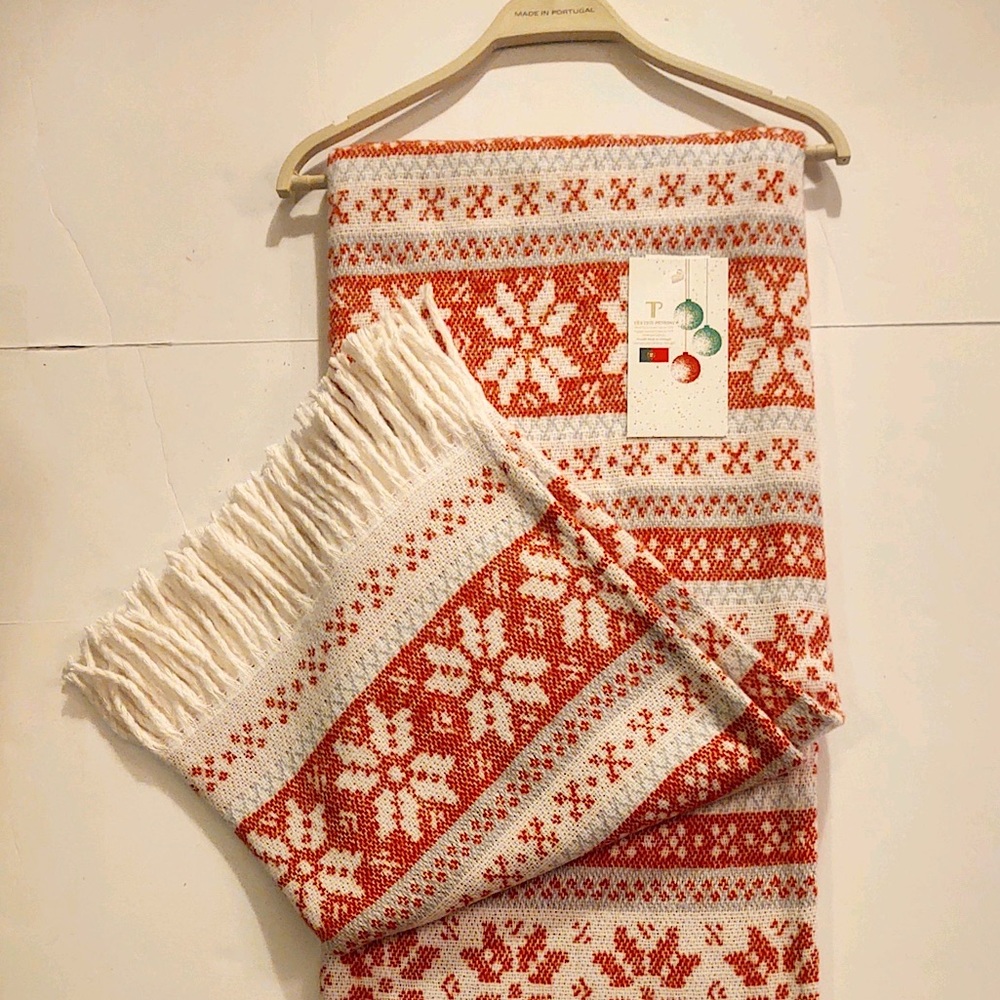 🎁Texteis Penedo Throw Blanket - Iced Red Snowflakes
